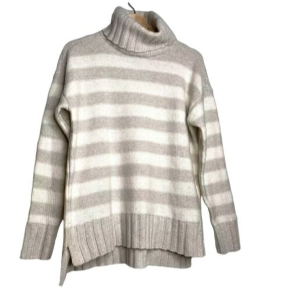 Toad&co Womens Audrey Pullover Sweater Beige Gray Long Sleeve Slit Turtleneck S - Picture 2 of 12